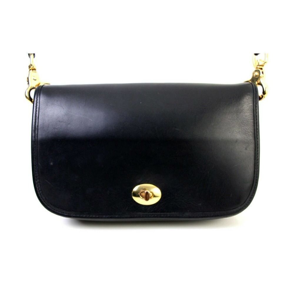 VTG TRADITIONAL TRENDS BLACK SADDLE GENUINE LEATHER SHOULDER BAG HANDBAG X-BODY